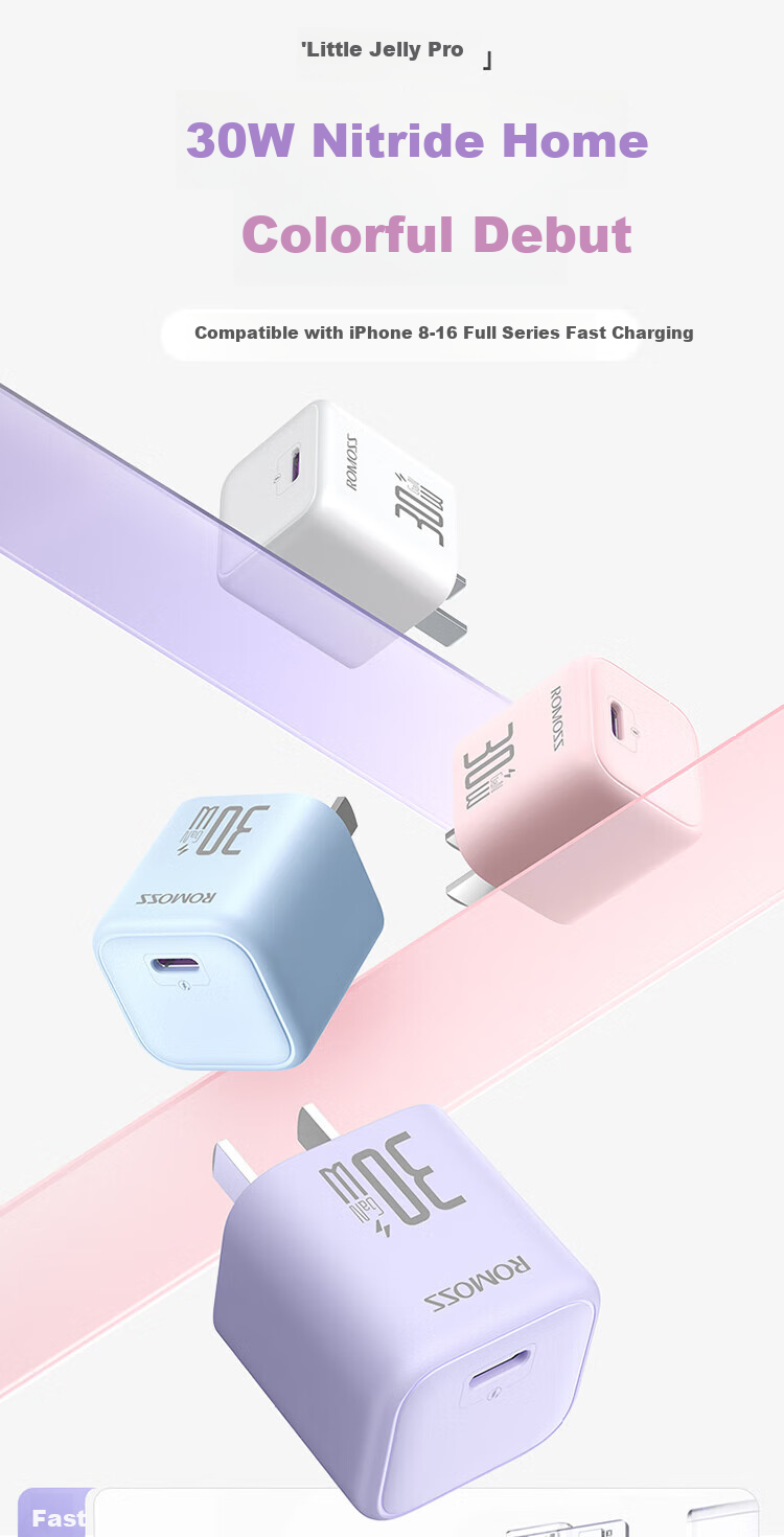 ROMOSS 300W GaN Charger, Apple IPhone 16/15 Charging Head, PD20W Fast Charging, Compatible with 14 Pro Max/Plus Phones, IPad Air Tablet, Type-C Plug 6