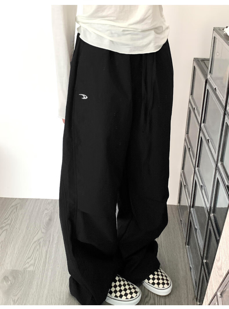 Langsha Women's Navy Blue Work Pants Spring 2026 New Loose High Waist Straight Slim Casual American Quick-Dry Wide-Leg Pants 16