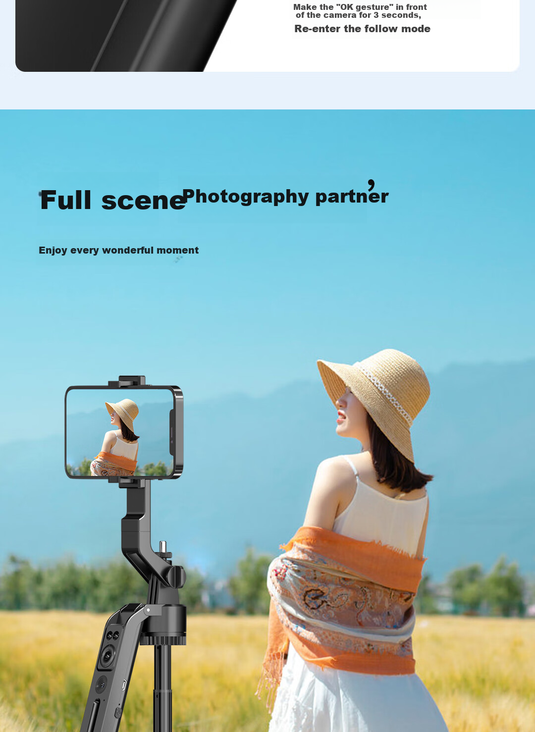 FUNSNAP FUNSNAP A8 Smartphone AI Gimbal Follow-Up Metal Tripod Bluetooth Remote Control Photography Handle Gadget Mobile Live Streaming Stand Anti-Shake Universal Dual Light Model 12