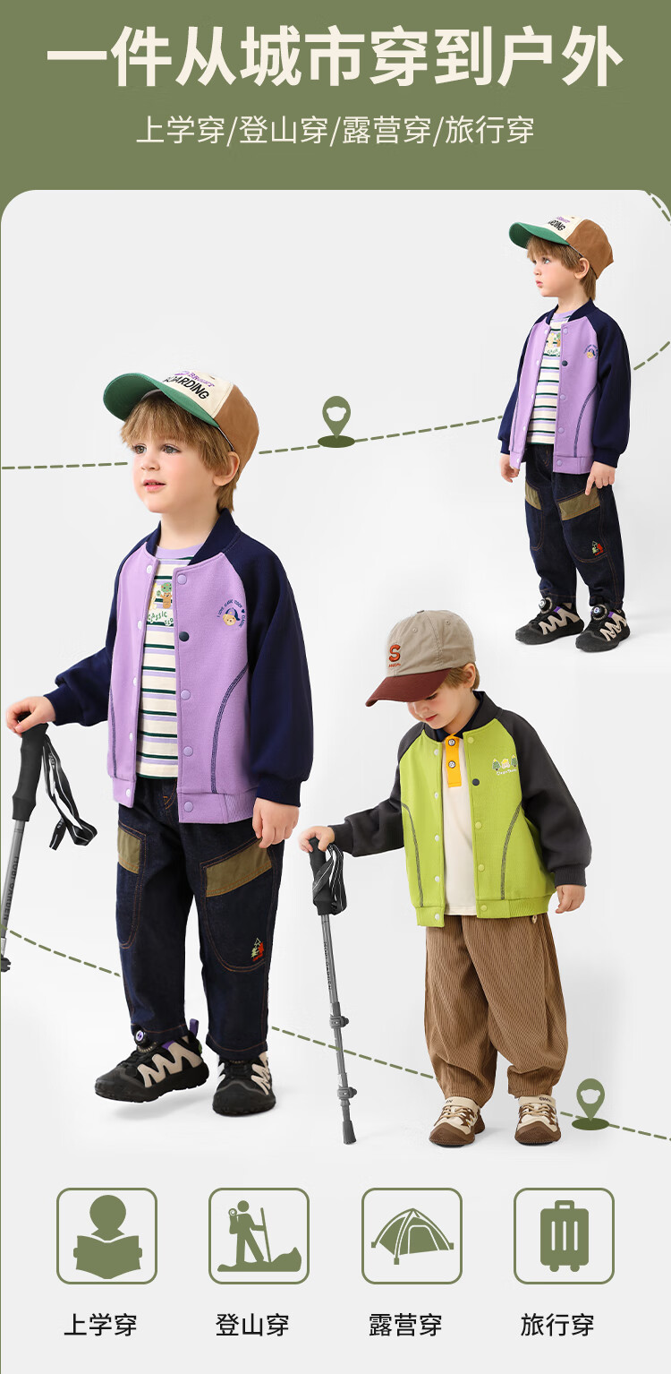 Classic Teddy Kids Jacket Boys and Girls Baseball Coat Mid-Child Spring Cartoon College Outerwear Green 100 5