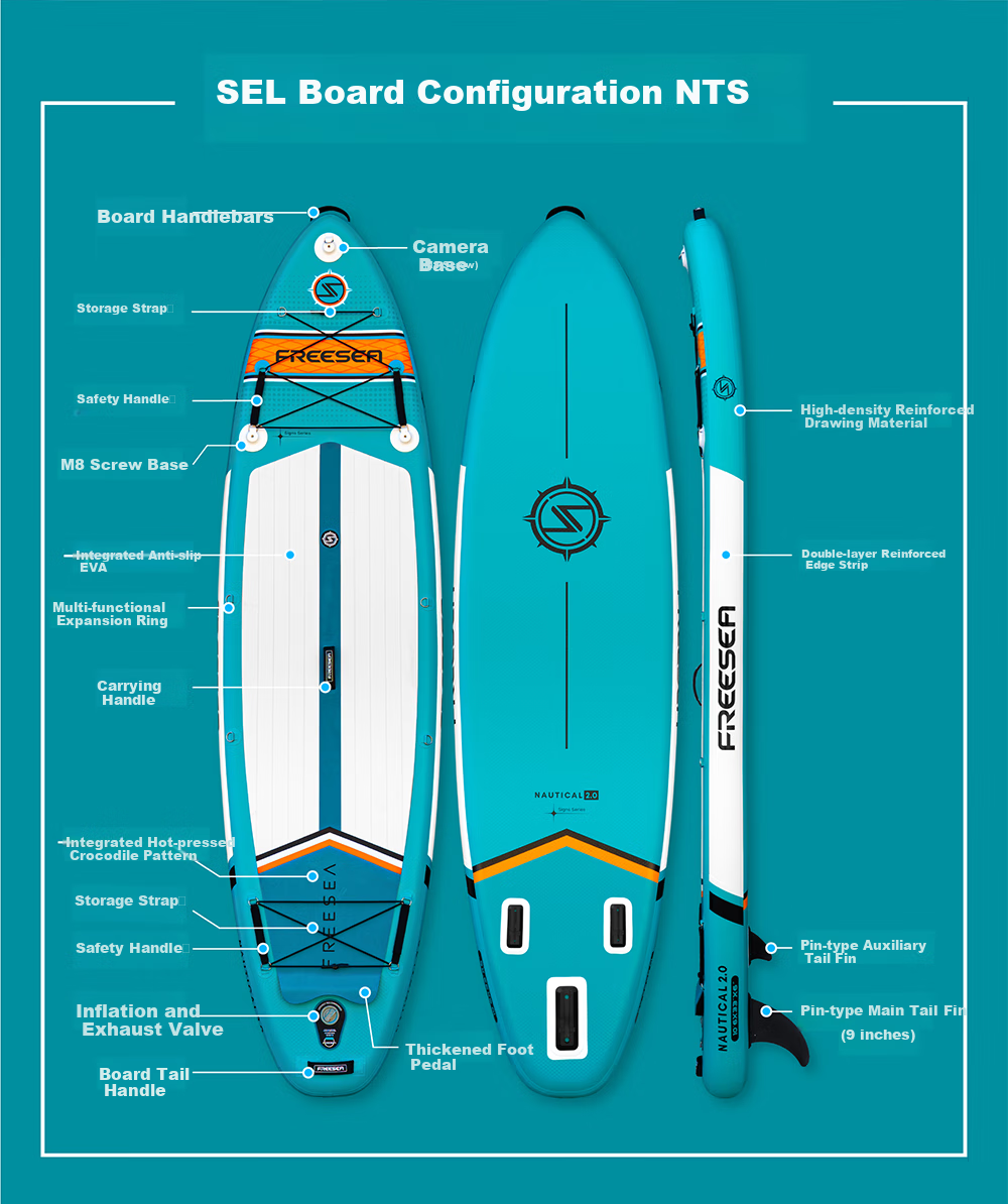 TRANS-E Creative Group Paddleboard, Sailor Surfboard, Inflatable Folding Fishing SUP, Water Rafting Board, Ink Green, 3.2 Meters 2