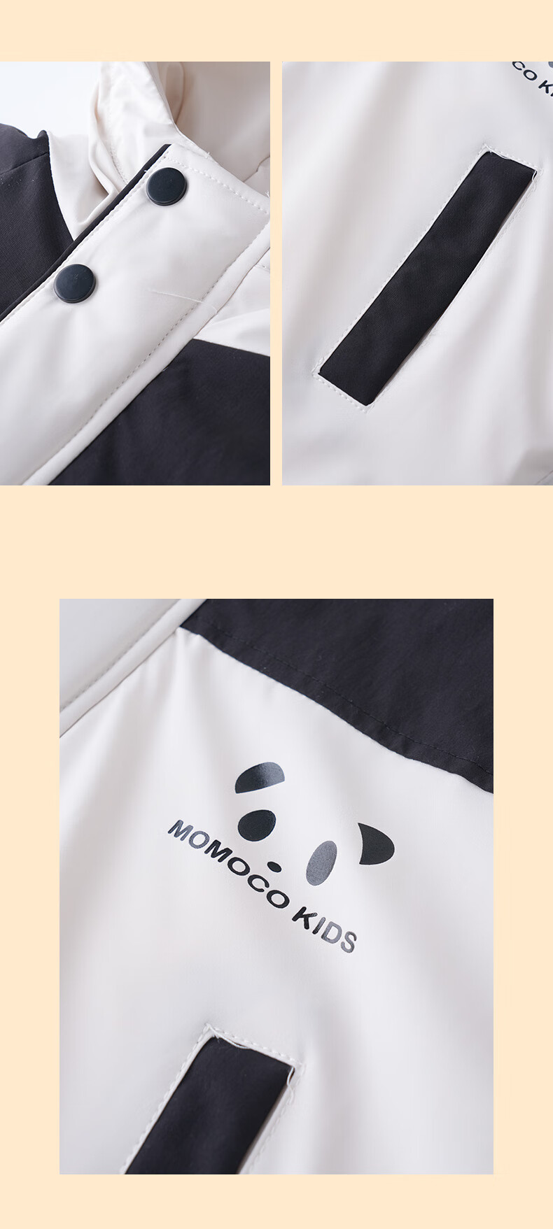 MOMOCO Kids Winter Fleece Thick Hooded Panda Cotton Jacket for Boys Black 150 5