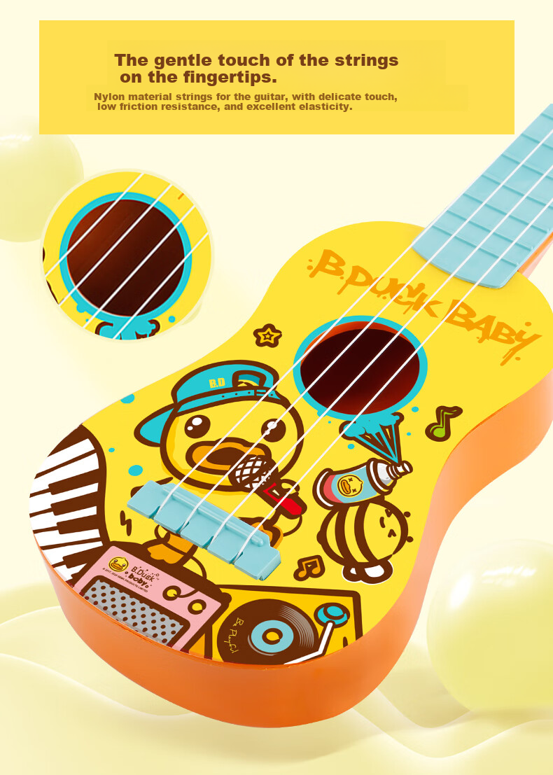 B.Duck Ukulele Early Education Musical Instrument Toy for Infants And Toddlers, Realistic Plucked Birthday Gift 8
