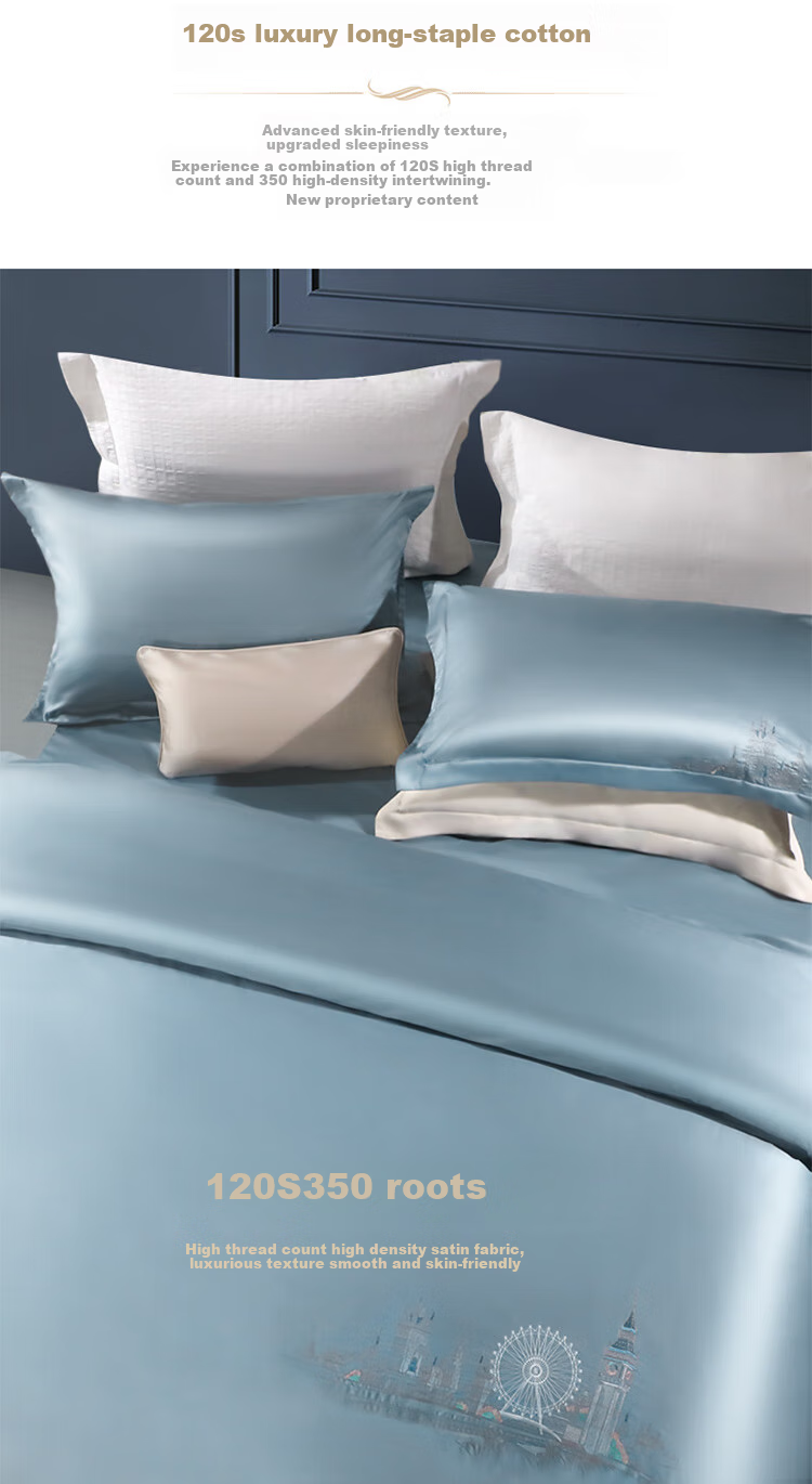 FUANNA High-End Bedding Set of Four Pieces, 120s Double-Ply Long-Staple Cotton, Class A Sateen Bedsheet Set, 203*229cm, Holy 4