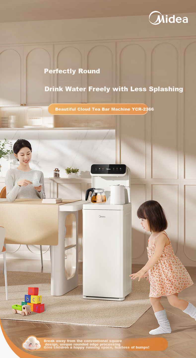 Midea White Moonlight Tea Bar Machine Water Dispenser Home Electric Kettle Living Room Floor-Standing Bottled Multi-Functional Tea Bar Cabinet Electric Kettle Health Pot YCR-2366 3