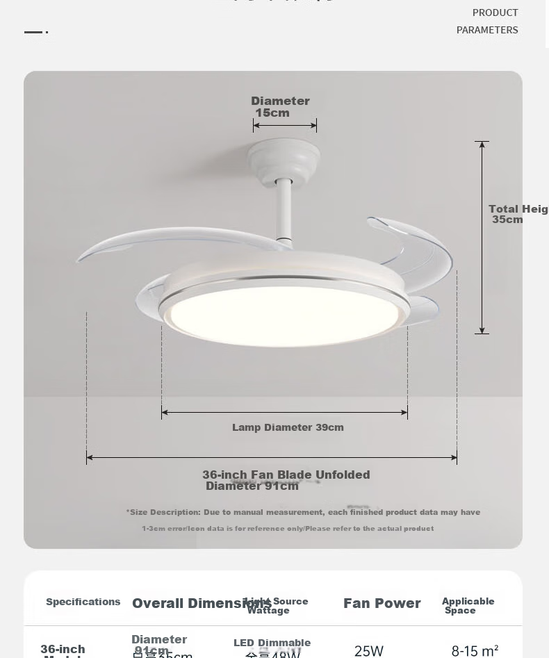 Aimeite [Installation Included] Fan Light Invisible Home Living Room Integrated Dining Room High-Power Full Spectrum Eye-Protecting Variable Frequency Bedroom Fan Light 18