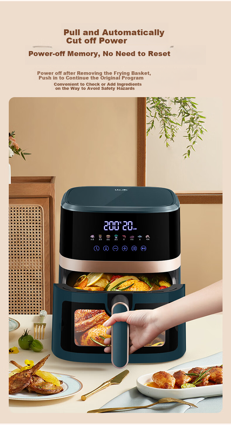 SHANBEN Air Fryer, 5L Capacity, Fully Automatic, Large Capacity, Visible Metal Inner Chamber, Steam Tender Frying And Baking All-In Machine, Quiet Operation, Oil-Free Cooking, S-AK8045VS 16
