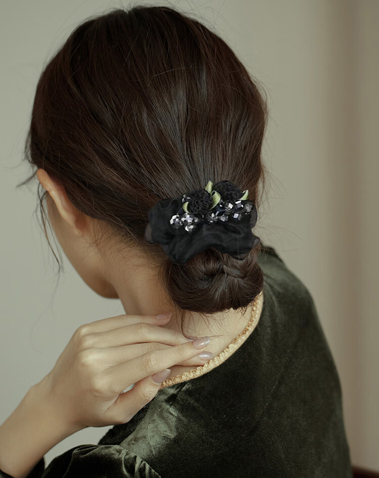 Xiangwan Elastic Hair Tie Scrunchie Mesh Flower Hair Band High Elasticity Hair Rope Birthday Gift for Women 4