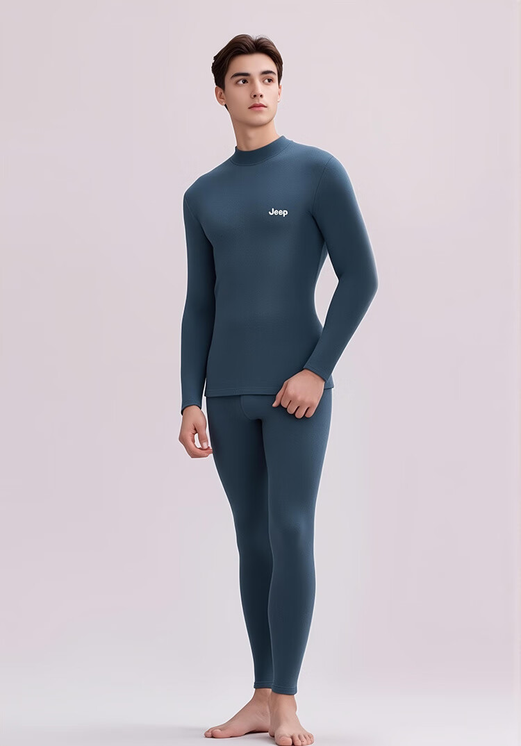 JEEP Men's Thermal Underwear Set Fleece Lined Thickened Autumn Winter Cotton Soft Base Layer 8