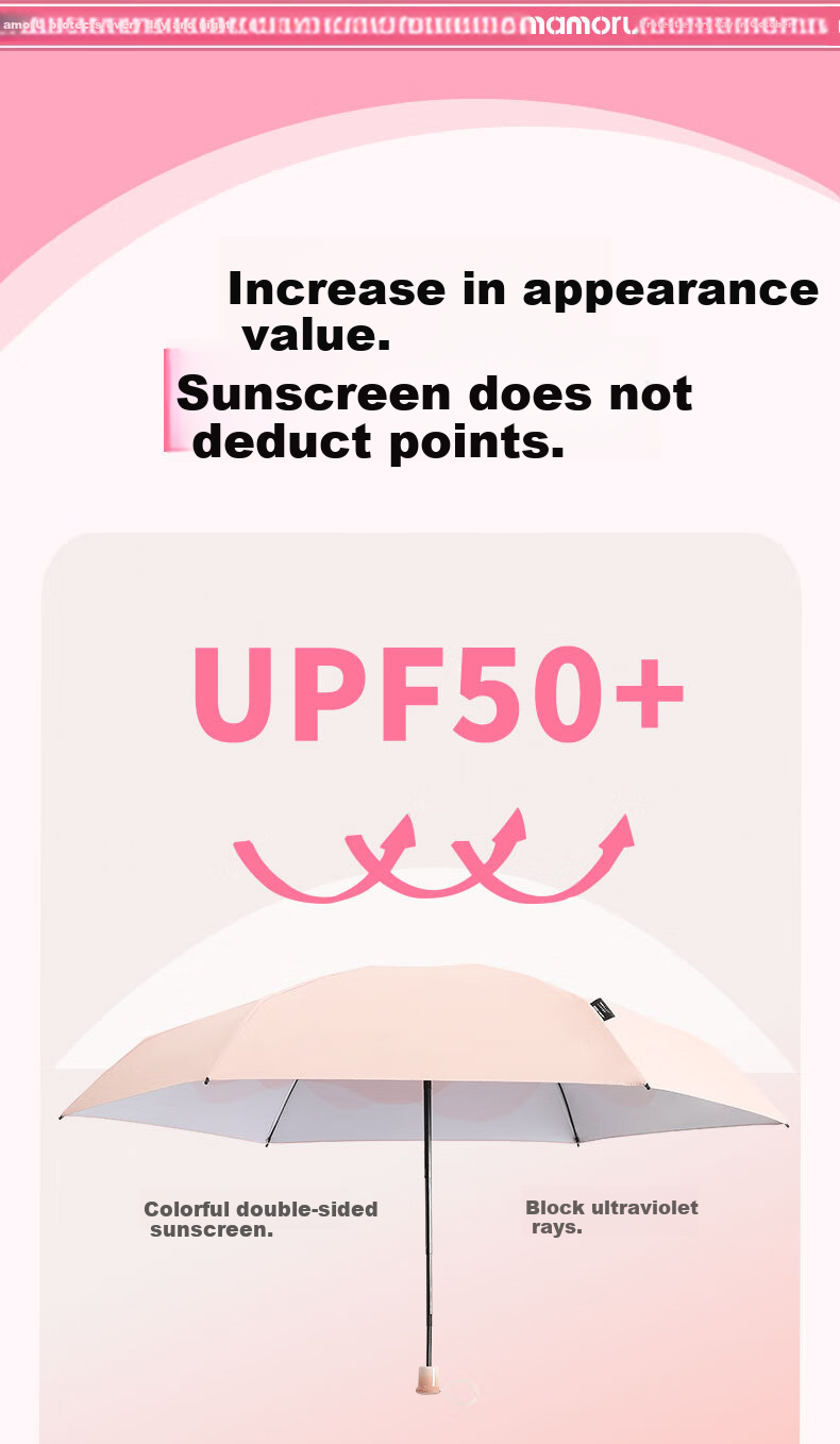 MAMORU UV Protection Sun Umbrella, Six-Fold Black Gel Sunshade, Portable Mini Capsule Sun Umbrella with Mesh, 16cm 6