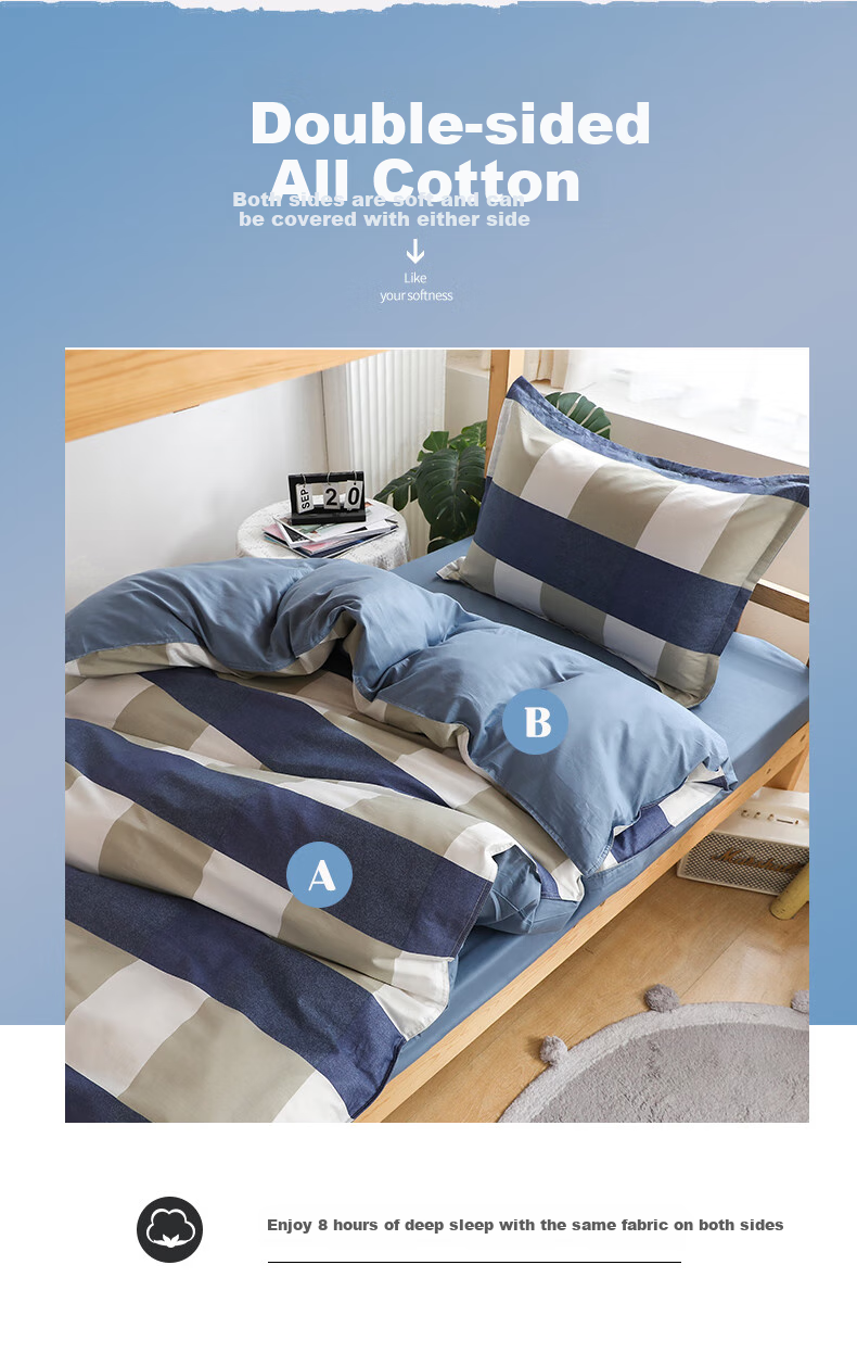 Yunjin Pure Cotton Dormitory Three-Piece Bedding Set for College Students, Bed Sheet And Duvet Cover for Single Bed, 0.9/1.2 Meter, Starry Gray 10