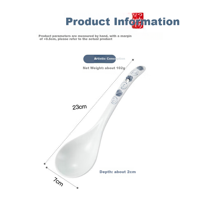MAXCOOK Soup Spoon Rice Spoon Ceramic Tablespoon Serving Spoon Japanese-Style Soup Spoon Tablespoon 9 Inches Single Piece Aesthetic Style MCCU4544