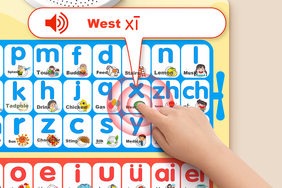 Mimeng Early Education Sound Wall Chart Toy for Infants and Toddlers - Interactive Animal, People, and Fruit Recognition Talking Wall Sticker Set 12