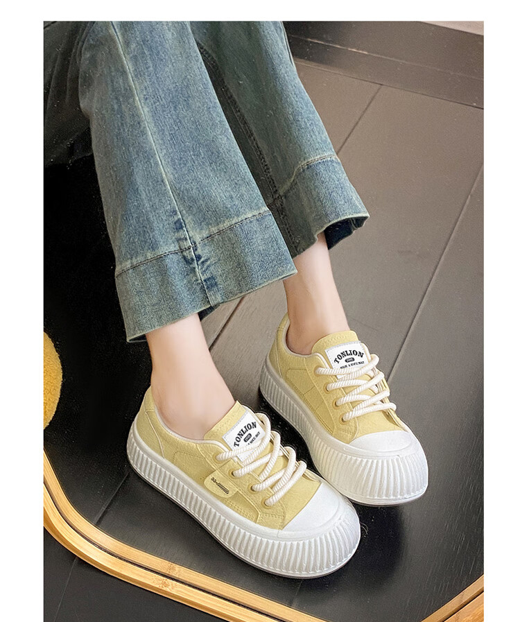 TonLion Women's Shoes Spring Summer Sneakers Thick Sole Platform Casual Sports Shoes Off-White Size 37 12
