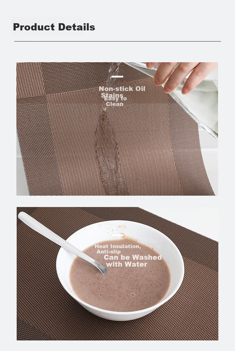 AVIVI Placemat, Heat Insulation Pad, Western-Style Table Mat, Waterproof Tea Tray, Dining Table Mat, Plate Mat, 30*45*4 Cm Base with Plum Blossom Patter 6