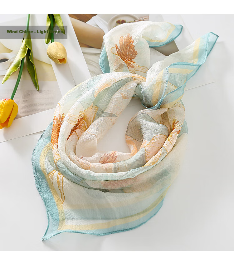 Shanghaigushi Silk Scarf for Women, Chiffon Shawl, Small Square Scarf, 100% Mulberry Silk Scarf, Gift Box, Present for Mom, National Day Gift 12