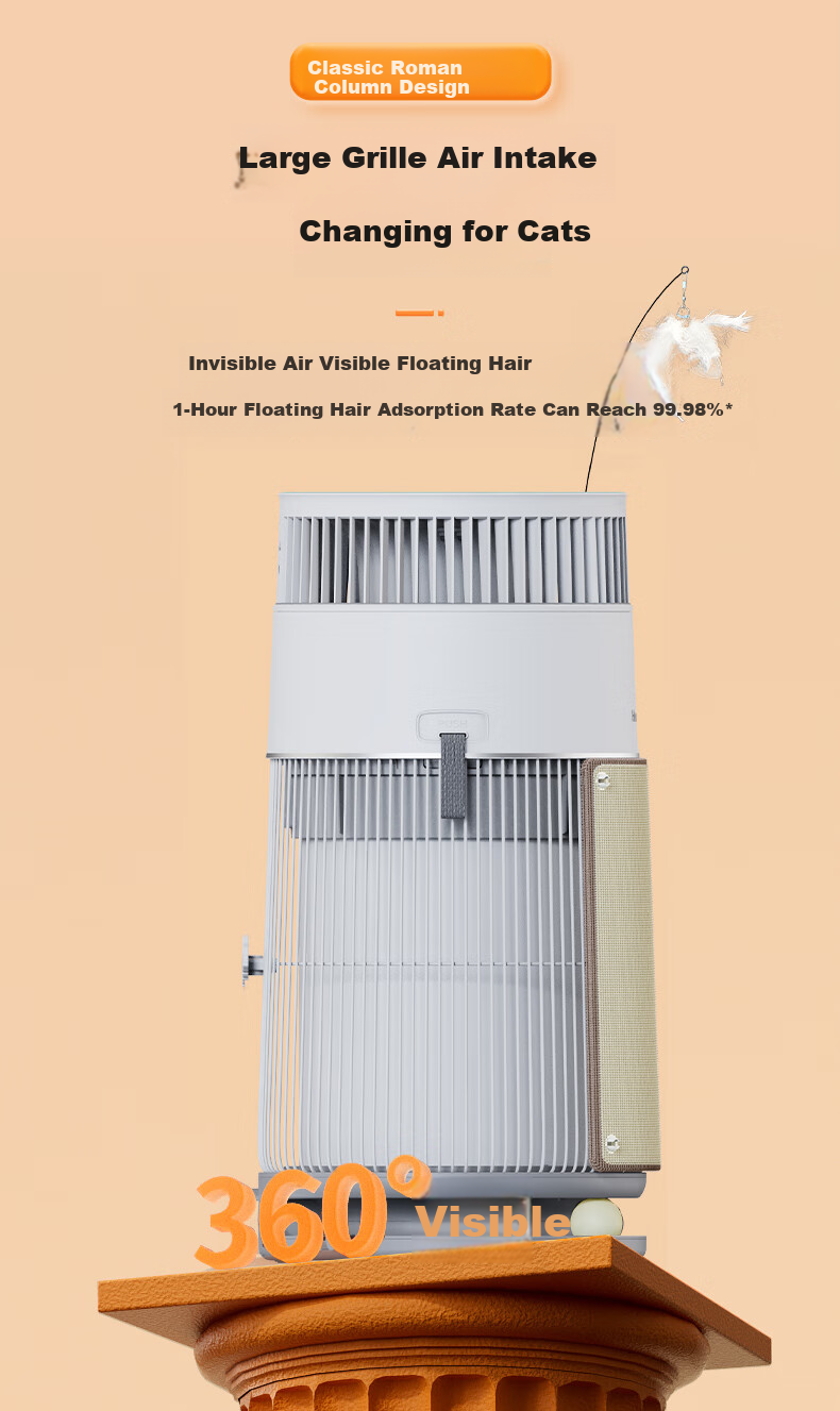 Honeywell Pet Air Purifier for Cat Hair Removal, Allergen Elimination, Cat Companion, Cat Hair Cleaner, Sterilization, Disinfection And Odor Removal KJ360F-C22W 7