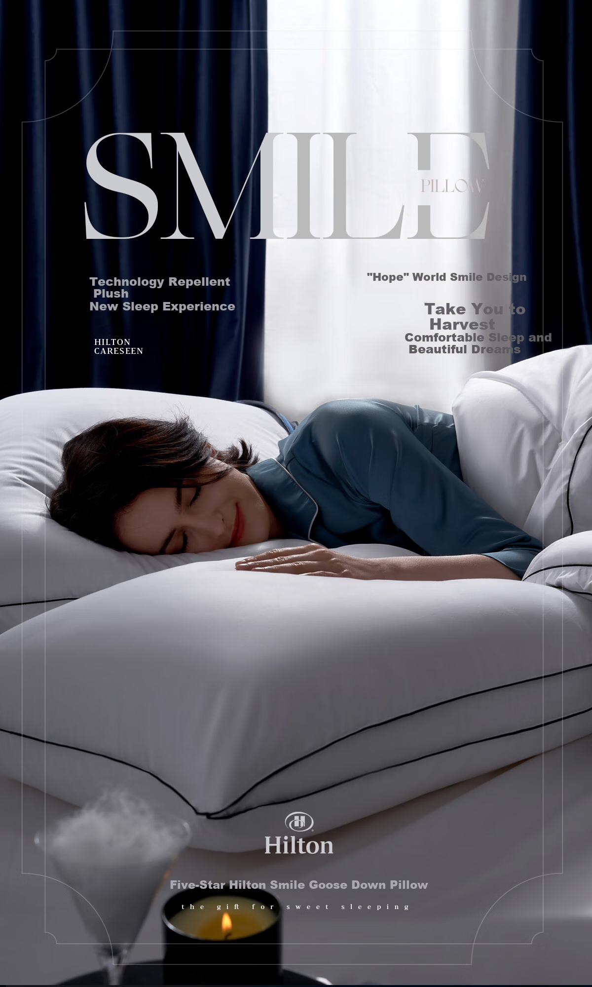Canasin down Pillow, Five-Star Hotel 95% White Goose Pillow Core, Adult Soft Goose down Pillow, High Pillow, 48*74cm 1