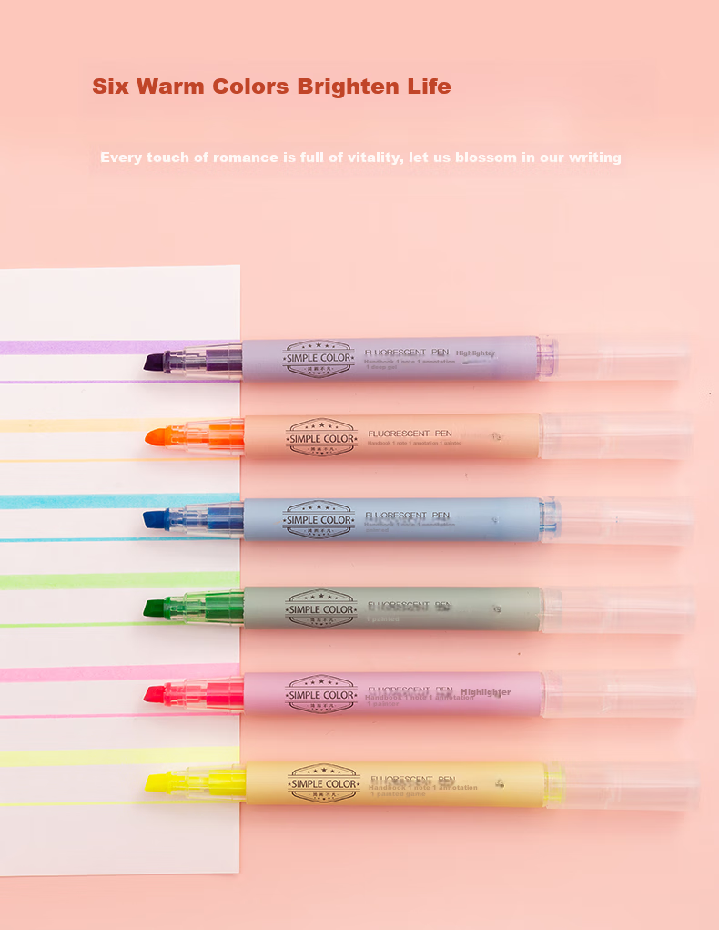 M&G Stationery Highlighters for Primary School Students And Office Use, Colorful Marking Pens for Back-To Journaling And Note-Taking, 6 Colors Single-Tip 6 Pcs AHMT3702 for Exam Practice And Testing 4