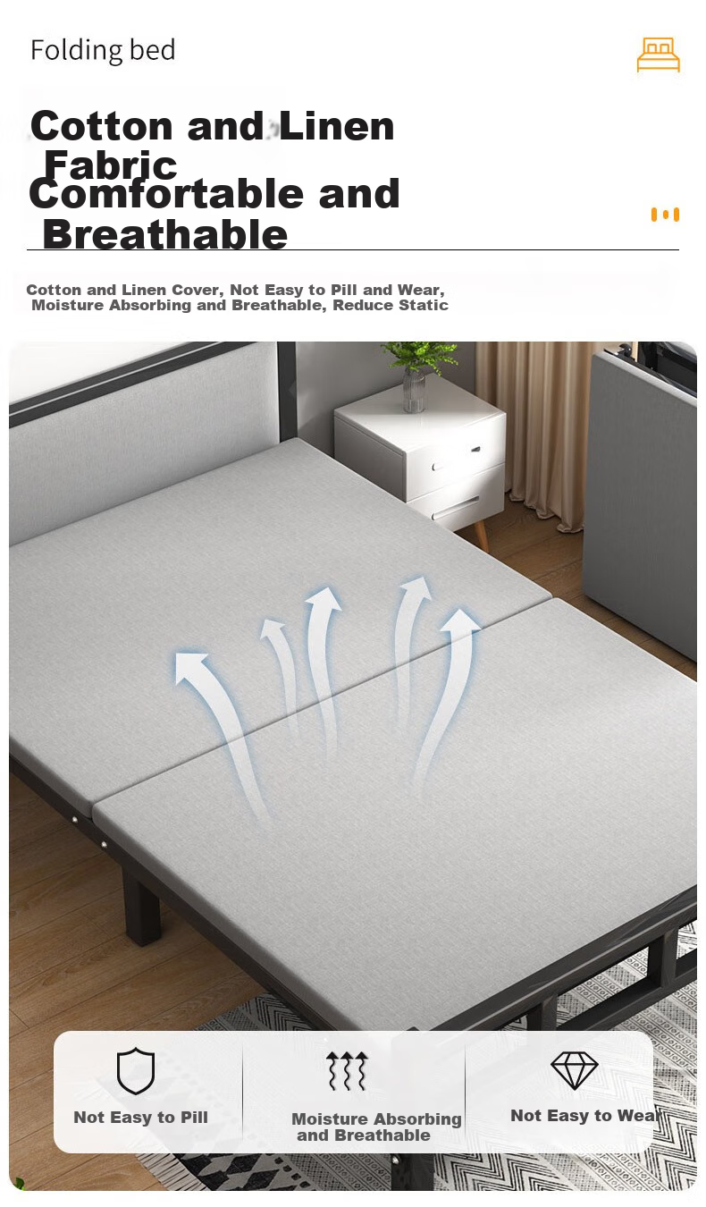 Chentao Folding Nap Bed for Office, Single-Person Siesta Bed, Military Cot, Foldable Bed for Home Use, 80cm 4