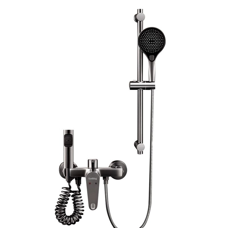 ILeddog [Germany] All-Copper Mixing Valve Shower Set, Complete Faucet Spray Gun Kit, Triple Bathroom Shower Head Set 509
