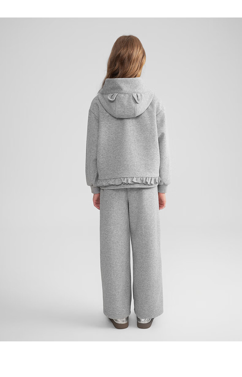 MOMOCO Girls' Autumn Outfit Sweatshirt Children's Sportswear Trendy Two-Piece Set Heather Gray 110 3
