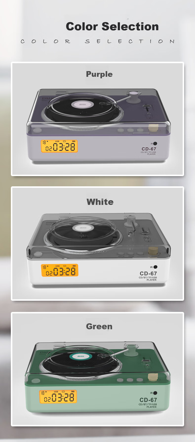 PANDA CD-71 Album CD Player Bluetooth Speaker All-in-One External Playback Home Player High-Fidelity Disc Player (Black) 5