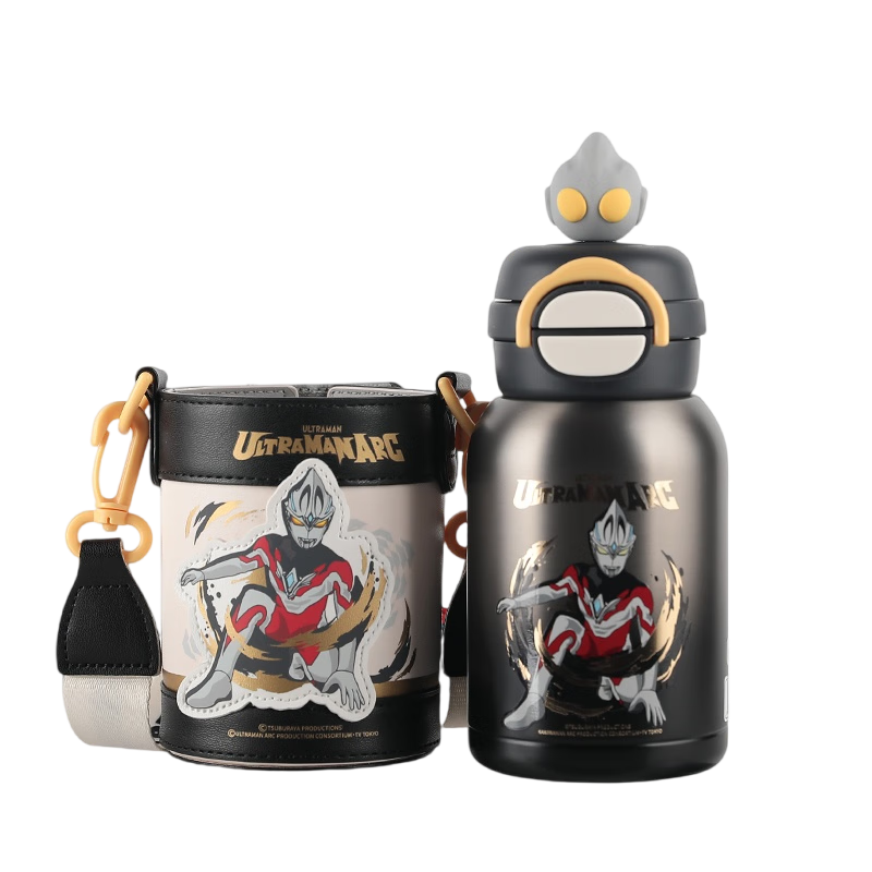 BEDDYBEAR Open-Smiling Double-Drinking Children's Insulated Cup with Straw, Water Bottle, 316 Stainless Steel Large Capacity Thermos Flask, 600ML, Qishiyiake