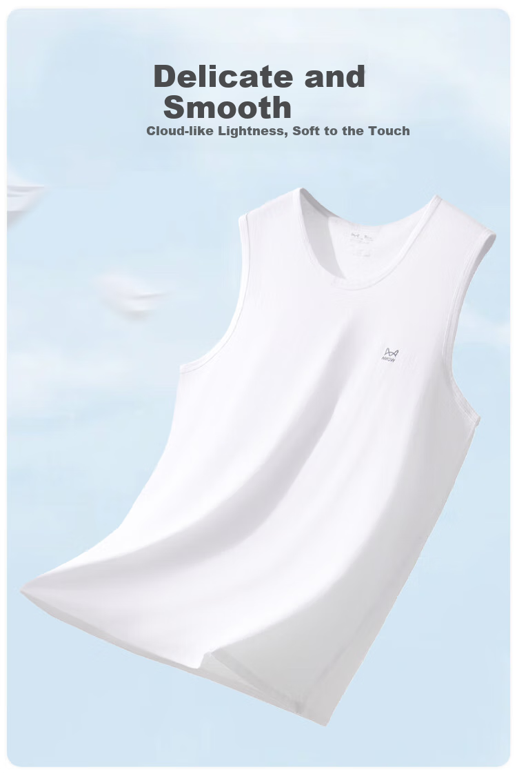 MiiOW Wide-Shoulder Tank Top for Men, Sleeveless T-Shirt, Pure Cotton Antibacterial Undershirt, Round Neck Spring And Autumn Undershirt, Breathable, 3XL 8