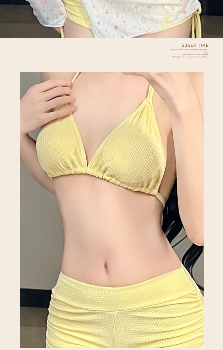 Modal Women's Swimwear Pure Sexy Bikini Three-Piece Set Sun Protection Star Cover-Up Push-Up Slimming 2025 New Hot Spring Swimsuit 5