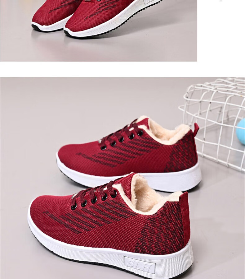 FOOTOPPO Women's Sports Cotton Shoes Elderly Winter Warm Plush Casual Shoes for Moms 14