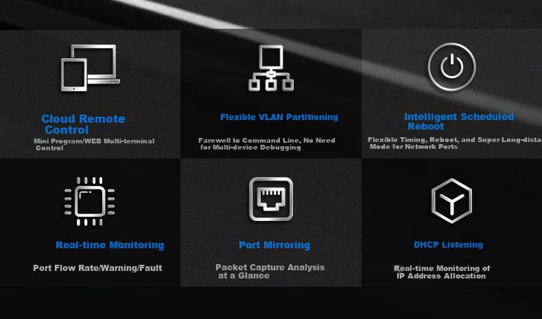 Huoyi 10-Port Gigabit POE Switch, 8 Gigabit PoE + 2 Gigabit, Managed Switch, Surveillance Network Cable Splitter, Enterprise-Level Switch, Splitter 3