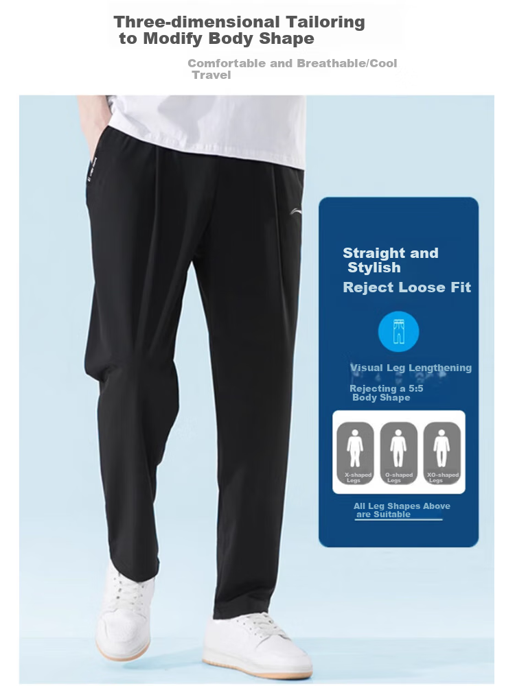 LI-NING Men's Ice Silk Sports Pants Spring Summer Cool Quick-Dry Breathable Sweatpants Jogging Casual Jogger Trousers 2