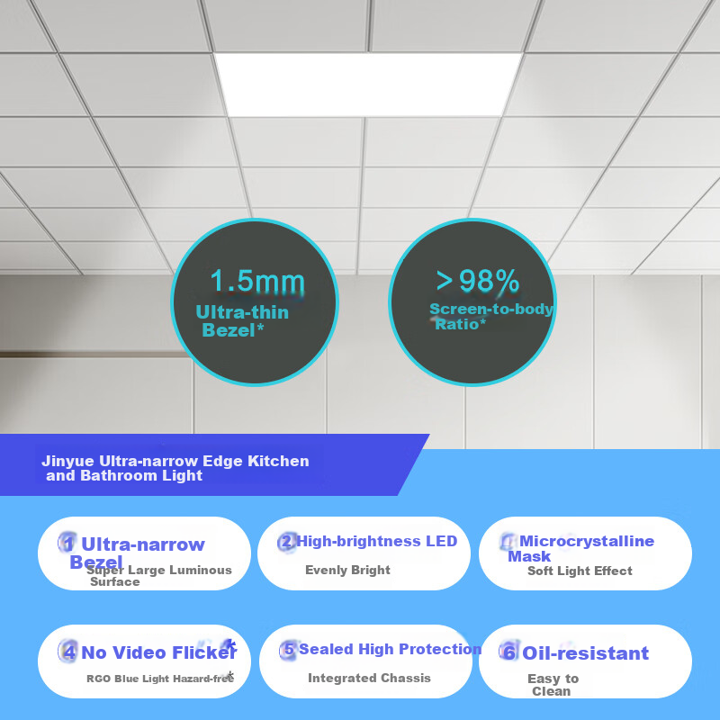 OPPLE Integrated Ceiling Light Panel Light Surface Light Jinyue 36W 300×600 Kitchen Light Bathroom Light Aluminum Buckle Board Light