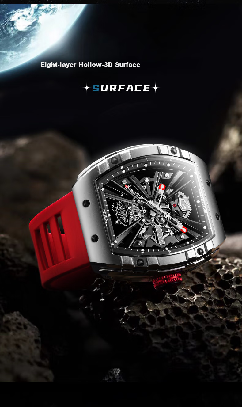 GEYA National Brand Watch, Men's Barrel-Shaped Skeleton Fully Automatic Mechanical Watch, Birthday Gift for Me 4
