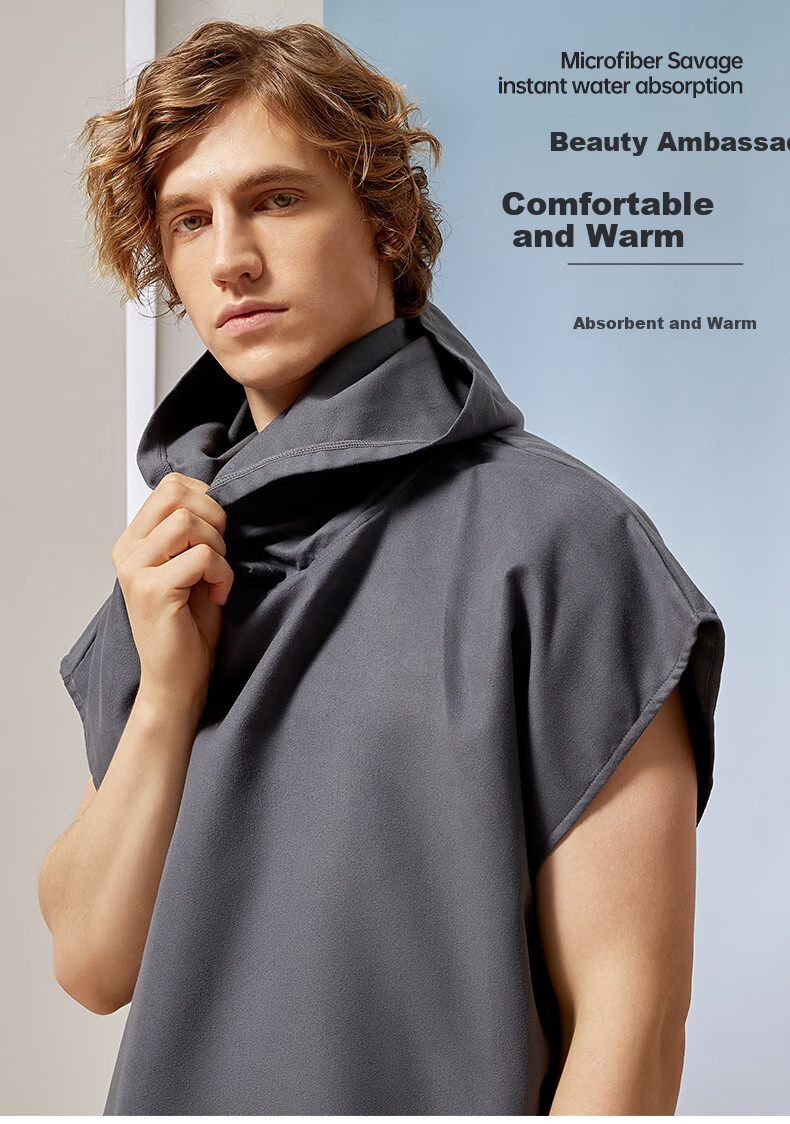 WATERTIME / Shuichuan Quick-Drying Swimming Towel Cape with Hood, Fast-Drying Portable Bathrobe for Women And Men, Absorbent Sports Beach Towel 1