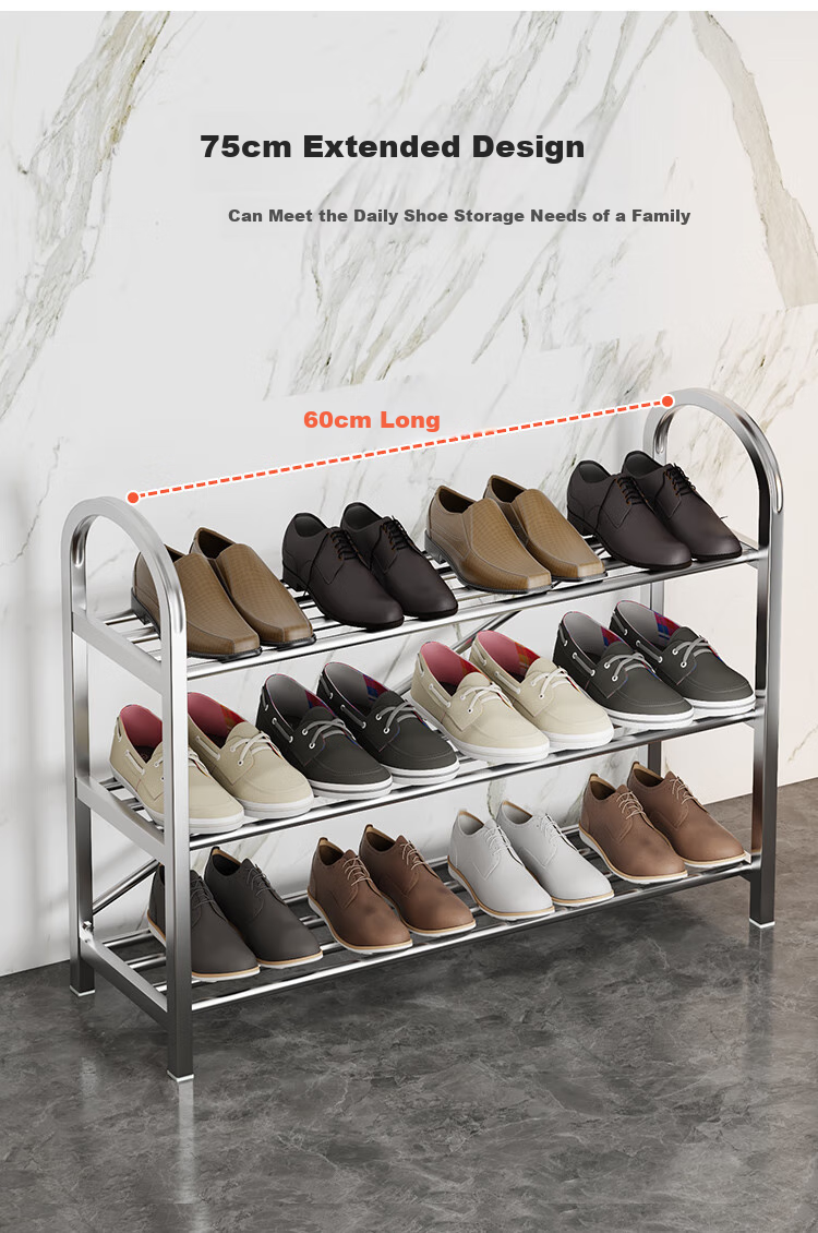 QIAONAMEI Stainless Steel Shoe Rack, Thickened Multi-Layer Simple Shoe Stand, Dormitory Entrance Home Storage Rack QNM1106-SR(A) 8