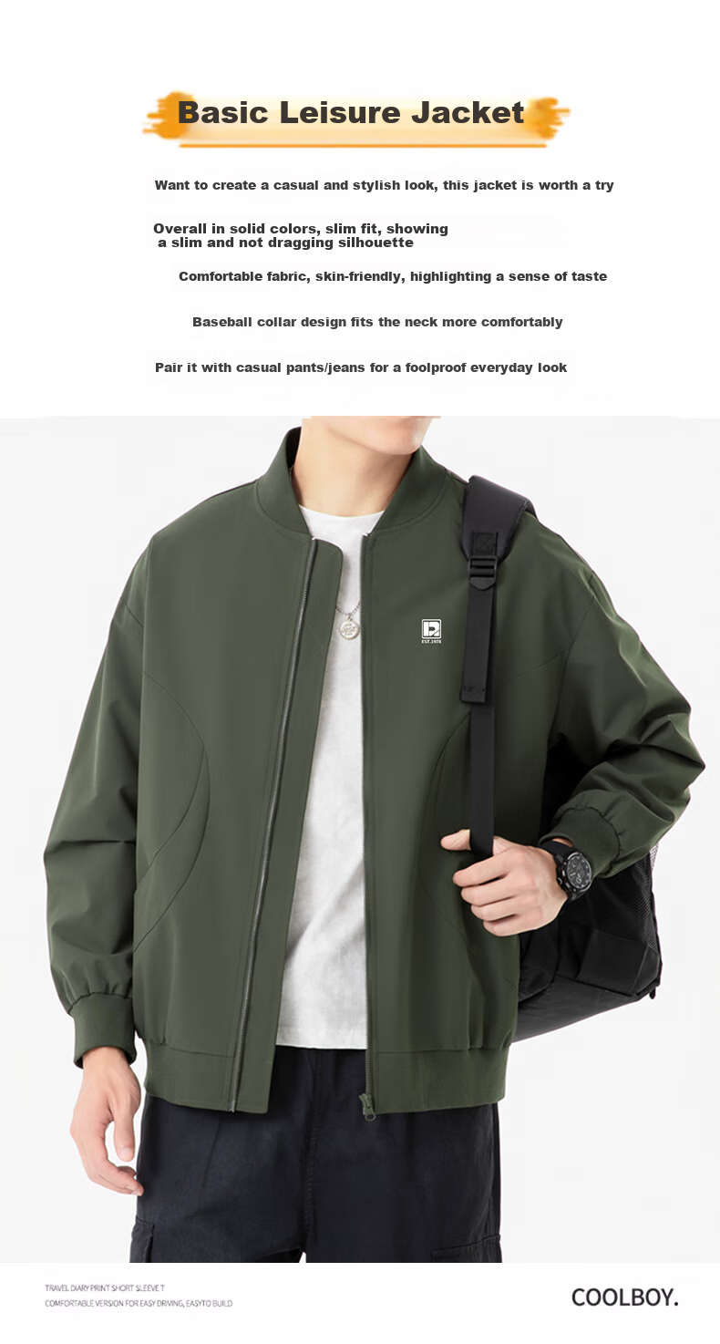 ROMON Jacket for Men, Autumn Sports Baseball Uniform, Casual Menswear, Outdoor Outerwear, ZH2402, Off-White, 4XL 7