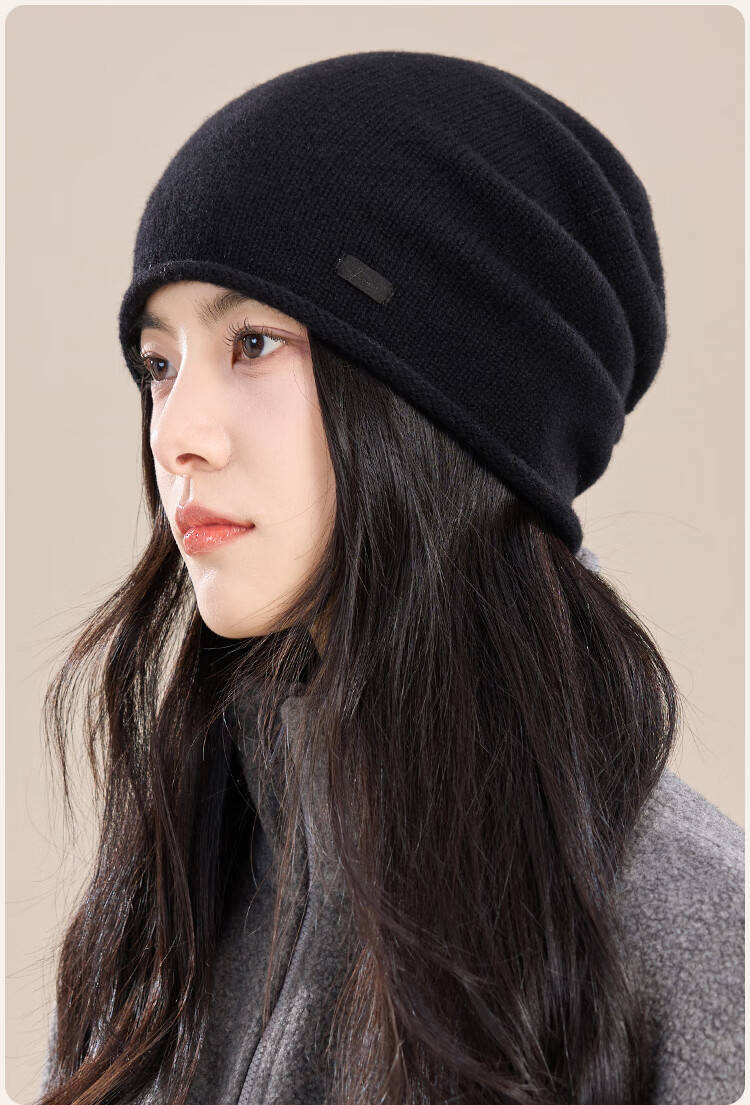 JIUMU Pure Wool Warm Knitted Beanie Headwrap Cold Weather Hat Stackable Maternity Cap Autumn Winter Outdoor Cold Protection Hat for Women 13