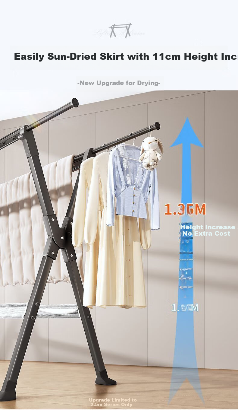 FEIDIAO Folding Telescopic Clothes Drying Rack Aluminum Alloy Indoor Outdoor Balcony Dormitory Household Quilt Drying Rack 4