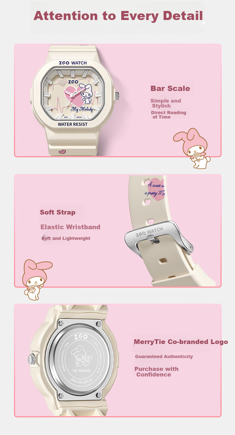 ZGO Sanrio Children's Watch, Only Time-Telling, Girls' Student Watch, High School And Middle School Students, Stylish Quartz Watch for Wome 9