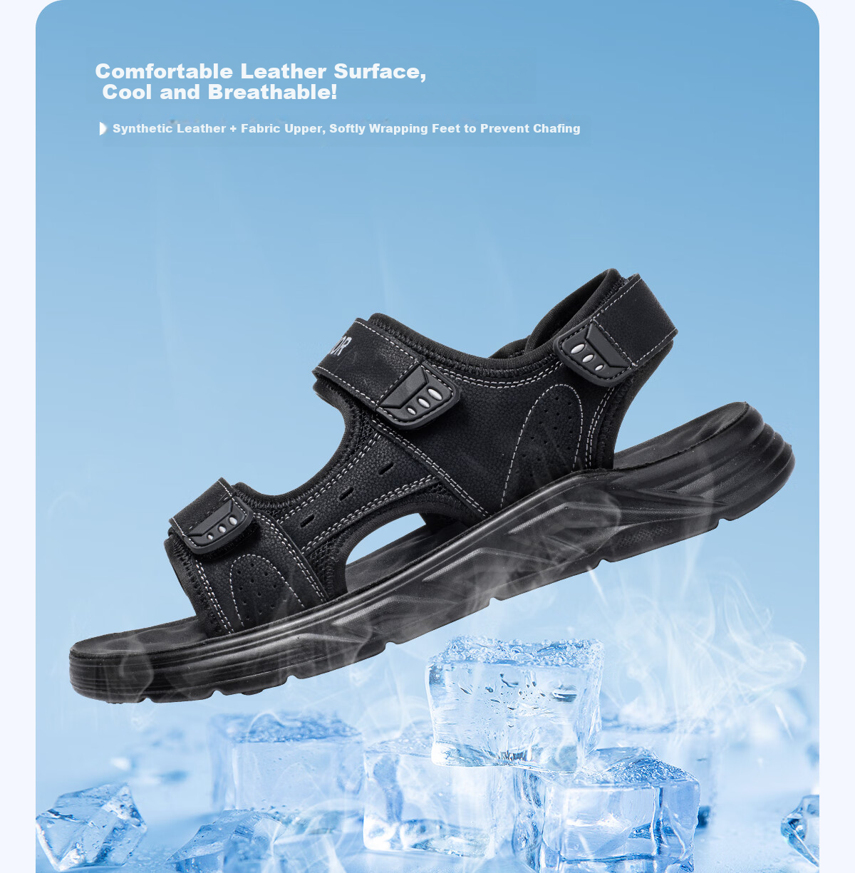 Huili Men's Sandals, Summer Outdoor Breathable Comfortable Beach Shoes, Non-Slip Wear-Resistant Versatile Casual Shoes for Men, Black, Size 42 10