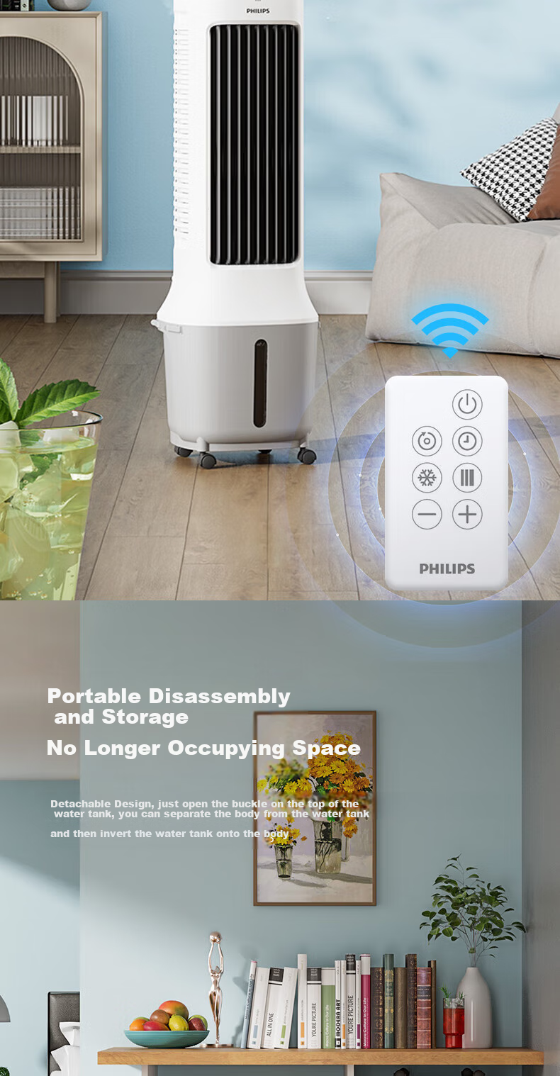 PHILIPS Air Cooler, Cooling Fan, Powerful Cooling Machine, Humidifying, for Home Living Room Bedroom, Energy-Saving, Office Use, Voice-Controlled Water Refill, Quiet Operation, Small Air Conditioner, Single Cooling Tower Fan ACR3162TV 14