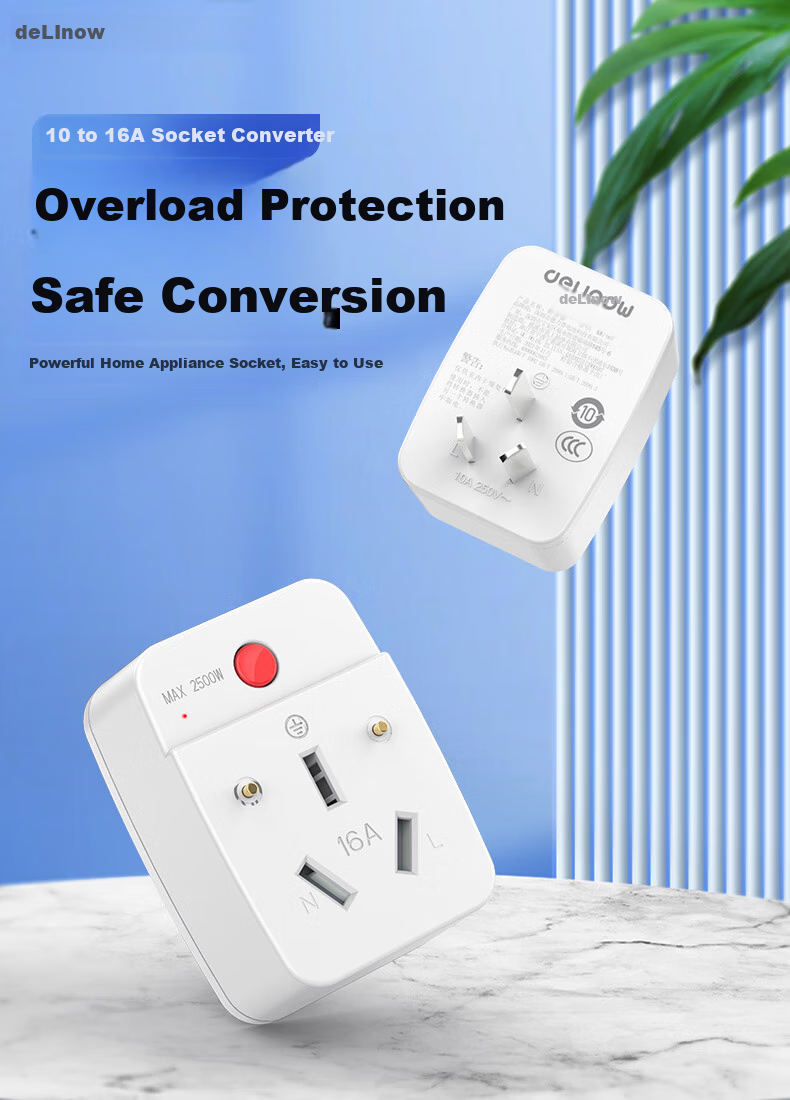 Delipow 10A to 16A Socket Converter, Overload Protection, Suitable for Air Conditioners, Water Heaters, New Energy Vehicles, Heater Fans, High Power, Cars 1