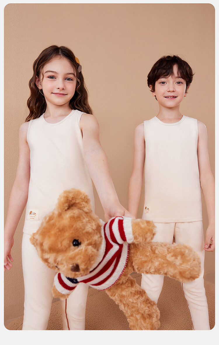 Dingguagua Children's Warm Vest Soft Thick Natural Colored Cotton Breathable Boys Girls Thermal Top Colored Cotton 150 1