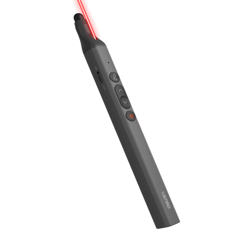 Deli Laser Page-Turning Pen for Teachers, Extendable Teaching Pointer, Seewo Whiteboard PPT Touch Pen, Presentation Pointer, Wireless Presentation Remote Control, Red Light Gray MA114