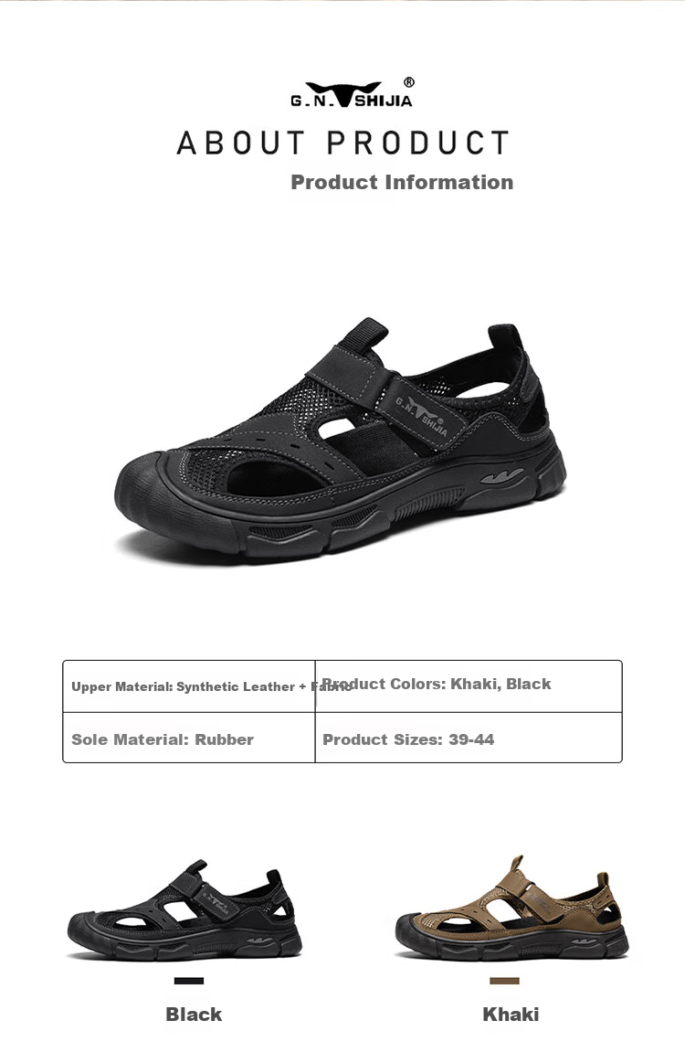 Bull Family Summer Sandals Men's Breathable Hollow Outdoor Beach Shoes Casual Hiking Water Shoes 1