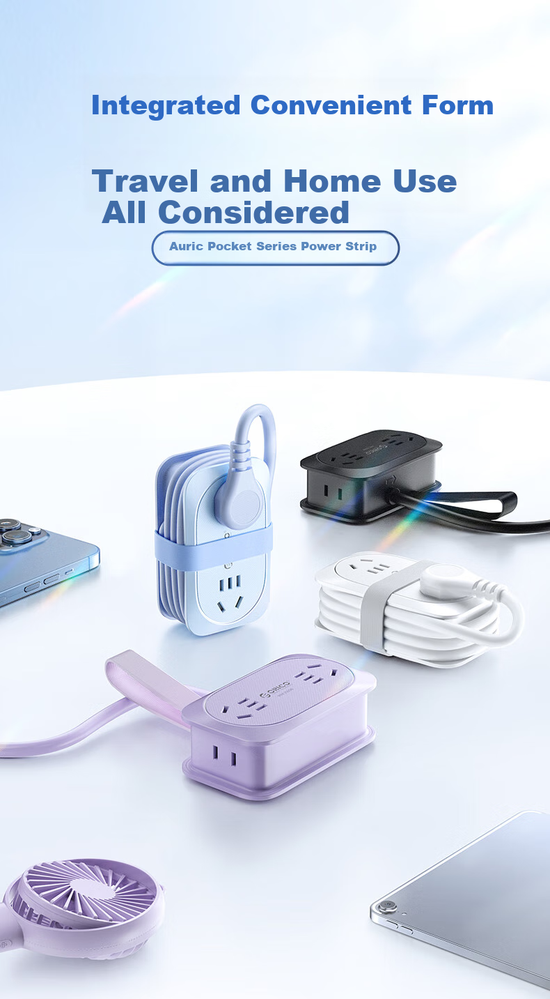 ORICO Power Strip, Travel Adapter, Multi-Functional Mini Power Board, for Business Trips And Home Use, with Storage, Total Length 1.36 Meters 1