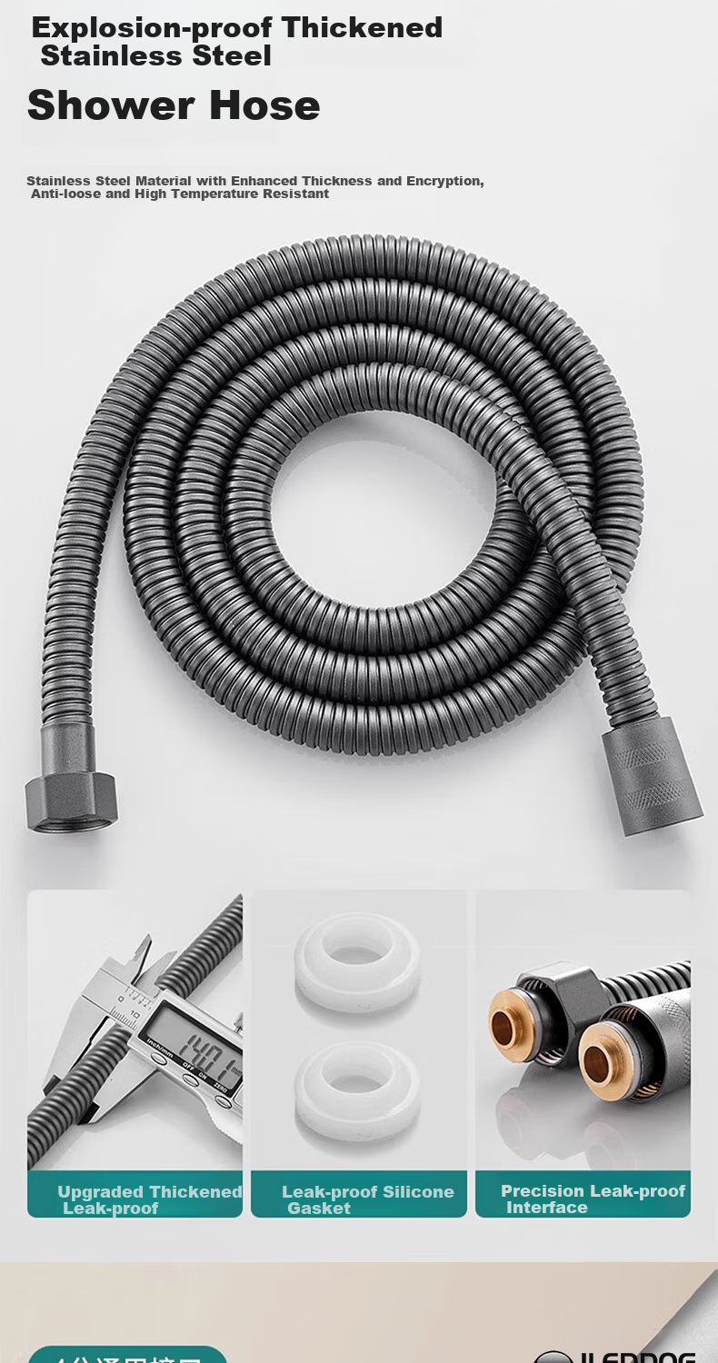 ILeddog [Germany] Pressurized Shower Head, Three-Speed High Flow Rate, Square Large Panel, Three-Piece Set with Shower Head SL-002 14