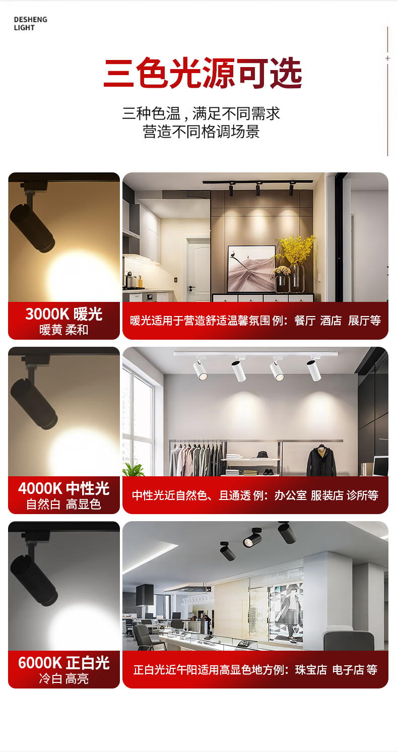 Dexin LED Track Light Track Bar Two-Line White 1 Meter Track Bar 2